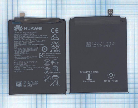 Аккумулятор (батарея) HB405979ECW для телефона Huawei Nova, 2920мАч 11.15Wh, 3.82В