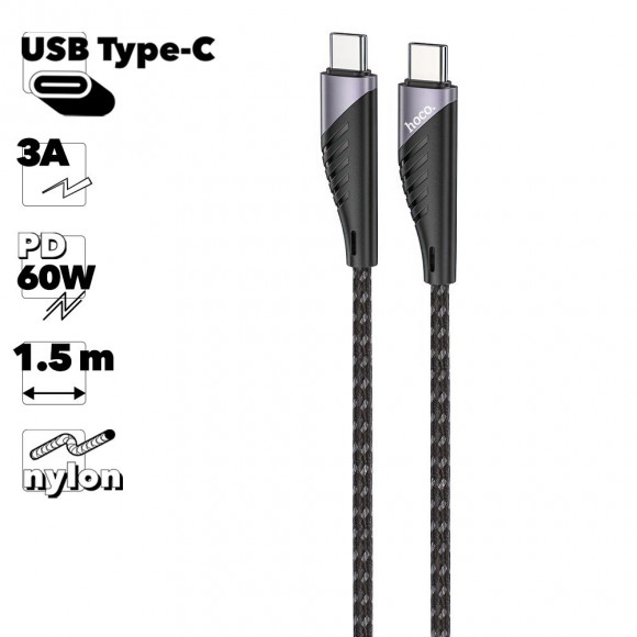 USB-C кабель Hoco U95 Freeway Type-C, 1.2м, QC 3.0, PD 20W, нейлон, черный