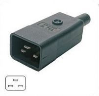 CON-IEC320C20 Вилка электрическая кабельная, IEC 60320, C20, 16A, 250V, разборная, черная, Hyperline