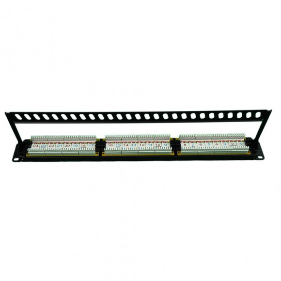 Коммутационная патч-панель BNH, 19", 1HU, портов: 24 х RJ45, кат. 6, универсальная, неэкр., цвет: чёрный, (B100.1-24-6-UNB)
