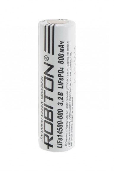 Аккумулятор Robiton LiFe14500-600, 3.2V, 600 mAh, 1 штука
