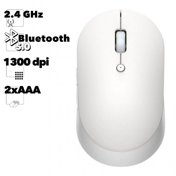 Мышь беспроводная Xiaomi Mi Dual Mode Wireless Mouse Silent Edition WXSMSBMW03 (белая)