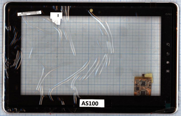 Сенсорное стекло (тачскрин) для Toshiba Folio 100, черное с рамкой