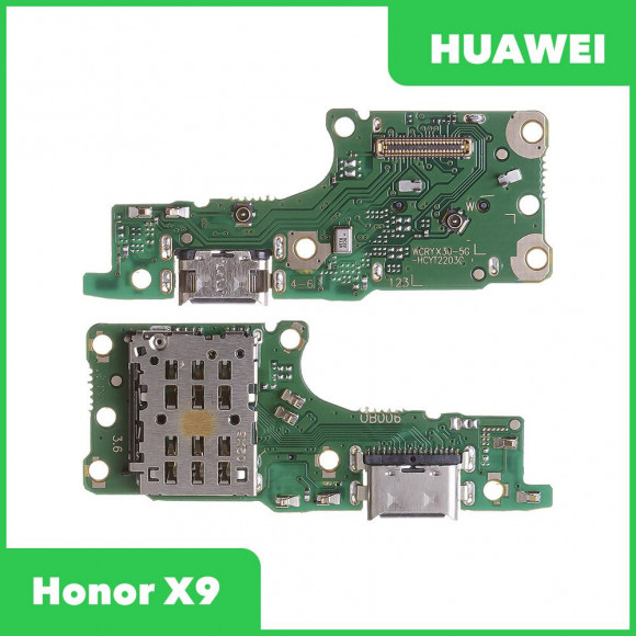 Системный разъем (разъем зарядки) для Huawei Honor X9 (ANY-LX1), разъем SIM и микрофон