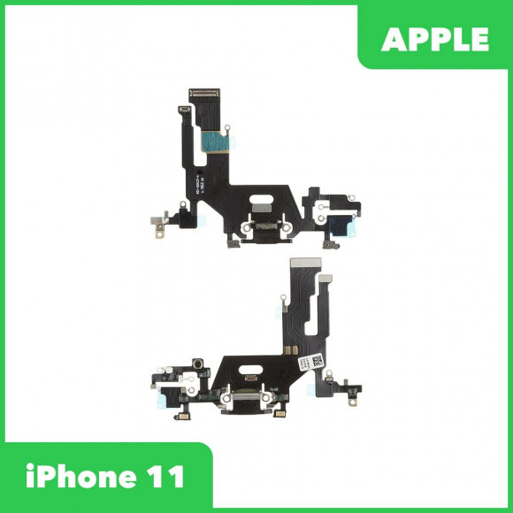 Системный разъем (разъем зарядки) для iPhone 11, микрофон, 100% оригинал (черный)
