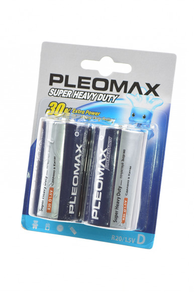 Батарейка (элемент питания) PleoMax R20 BL2, 1 штука