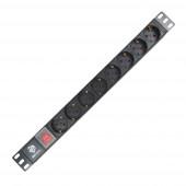 Блок силовых розеток BNH, 19", неуправляемый, Shuko х 8, вход IEC 60320 C14, для шкафов и стоек, 1U, 45х490х45 мм (ВхШхГ), 16А, выключатель, чёрный Блок силовых розеток BNH, 19", неуправляемый, Shuko х 8, вход IEC 60320 C14, для шкафов и стоек, 1U, 45х490х45 мм (ВхШхГ), 16А, выключатель, чёрный