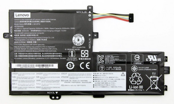 Аккумулятор (батарея) для ноутбука Lenovo Ideapad S340 (L18C3PF6) 11.34V 35Wh, 3200мАч