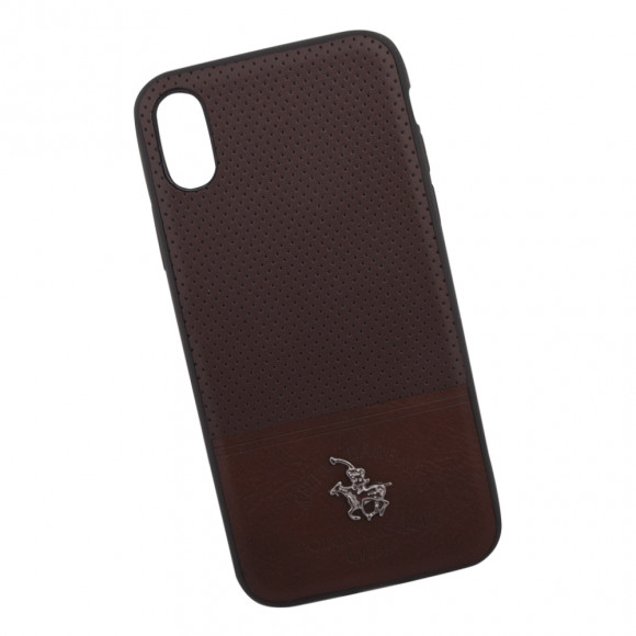 Защитная крышка для Apple iPhone X "POLO&RACQUET CLUB", коричневая (коробка)