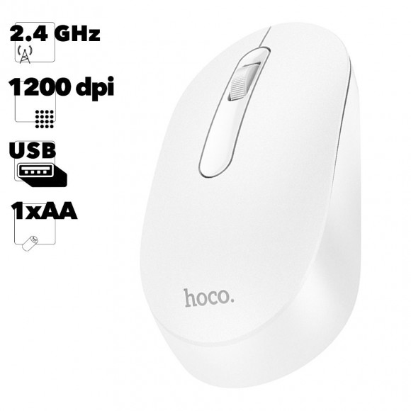Мышь беспроводная HOCO GM14 Platinum, 2.4 Гц (белая)