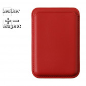 Чехол-бумажник магнитный MagSafe кожаный для iPhone (красный)