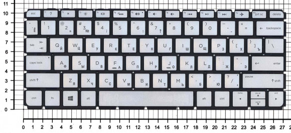 Клавиатура для ноутбука HP Envy 13-d, серебристая с подсветкой