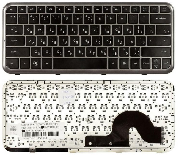 Клавиатура для ноутбука HP Pavilion DM3, DM3-1000, черная с серой рамкой