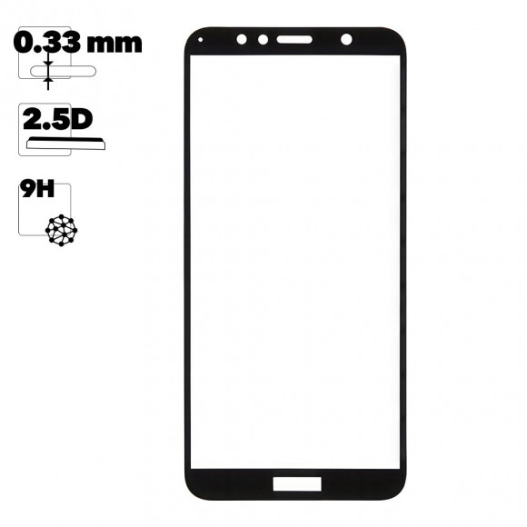 Защитное стекло "LP" для Huawei Y6 2018 Thin Frame Full Glue Glass с рамкой 0.33 мм 9H, черное