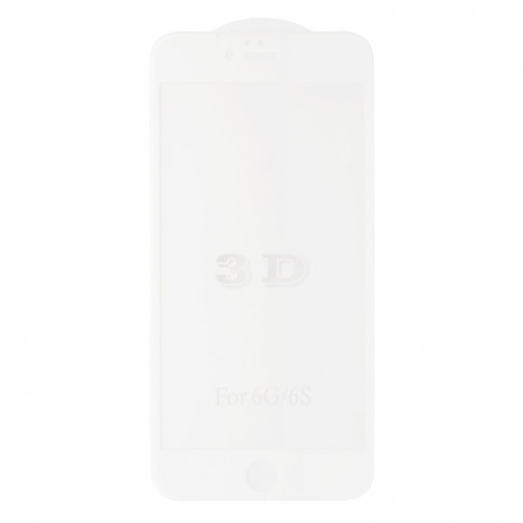 Защитное стекло "LP" для Apple iPhone 6, 6s Plus Tempered Glass 3D с рамкой 0.33 мм, 9H, белое (ударопрочное)