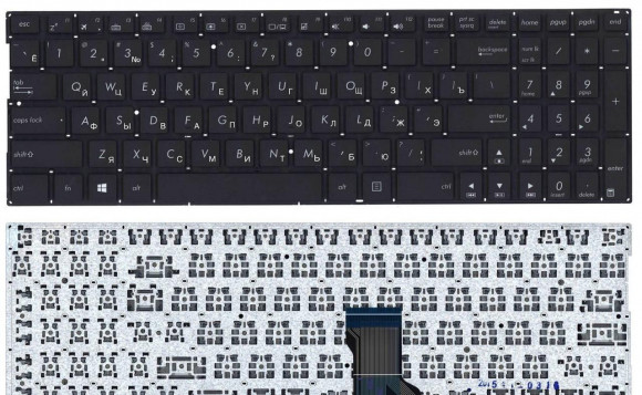 Клавиатура для ноутбука Asus Q551 черная, кнопки красные, с подсветкой
