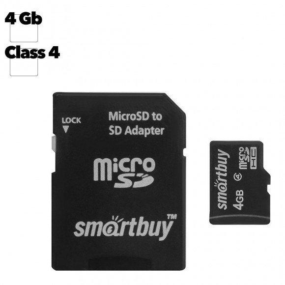 Карта памяти SmartBuy MicroSD 4GB (с адаптером SD)