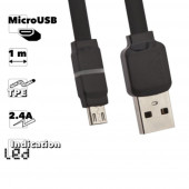 USB кабель Remax Breathe Series Cable RC-029m MicroUSB плоский пластиковые разьемы, черный USB кабель Remax Breathe Series Cable RC-029m MicroUSB плоский пластиковые разьемы, черный