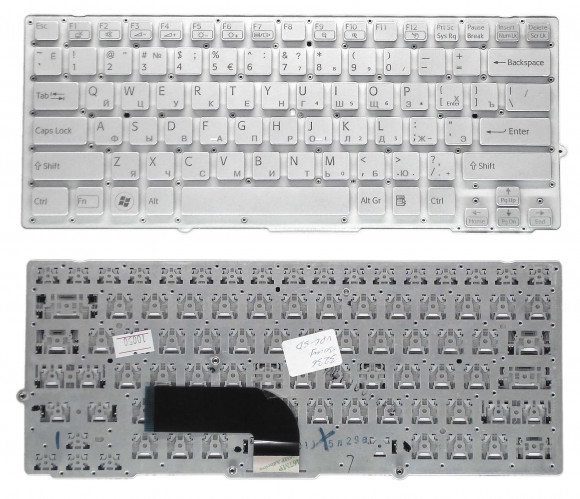 Клавиатура для ноутбука Sony Vaio VPC-SD VPC-SB, серебристая