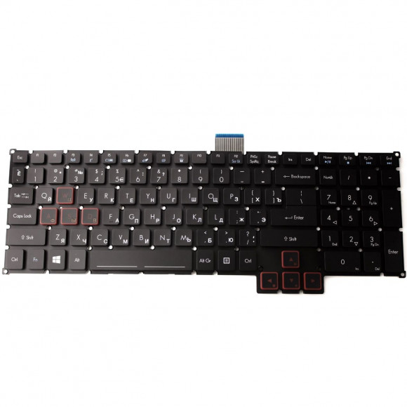 Клавиатура для ноутбука Acer Predator 17, 15, G9-591, 591R, G9-592, 593, G9-791, 792, черная, без рамки, с подсветкой