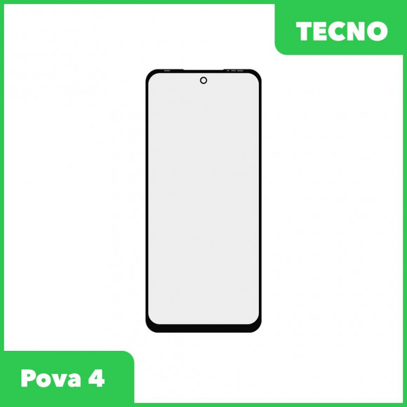 Стекло + OCA пленка для переклейки Tecno Pova 4 (черный)