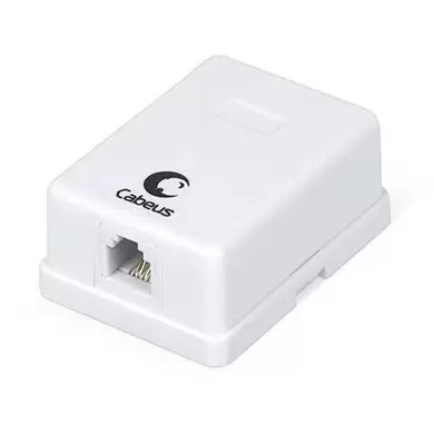Розетка телефонная RJ-12(6P4C) Cabeus WS-6P4C-TEL-1, одинарная, внешняя, белая