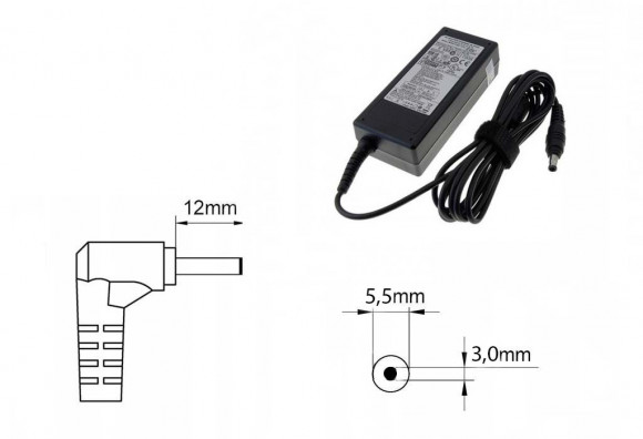 Зарядка (блок питания) для ноутбуков Samsung N210, N210 Plus, 19V 4.74A 90W, штекер 5.5x3.0 мм