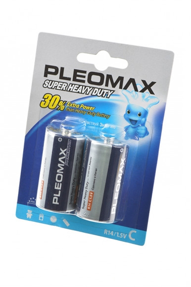 Батарейка (элемент питания) PleoMax R14 BL2, 1 штука