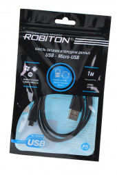 Дата-кабель Robiton P5, MicroUSB, 1 метр, черный Дата-кабель Robiton P5, MicroUSB, 1 метр, черный