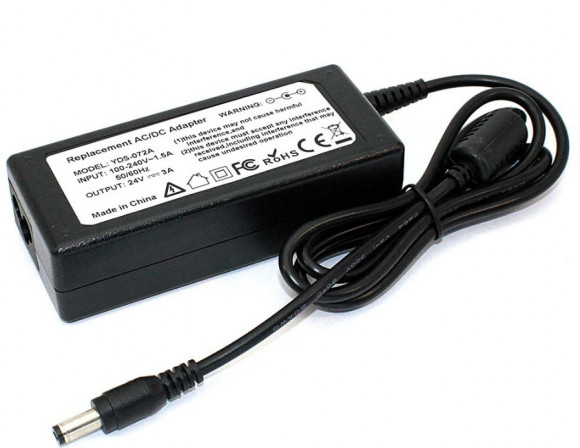Зарядка (блок питания) для монитора LCD 24V 3A 72W, штекер (5.5х2.1мм)