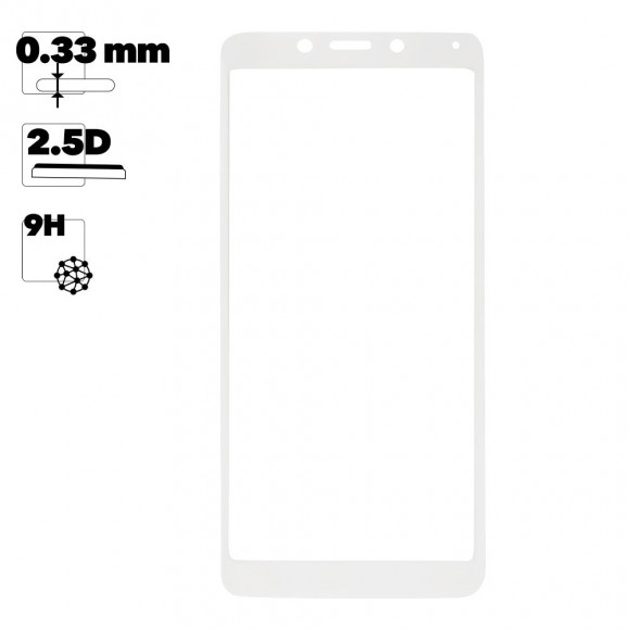 Защитное стекло "LP" для Xiaomi Redmi 6A Thin Frame Full Glue с рамкой 0.33 мм, 2.5D, 9H, белое