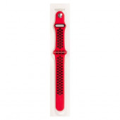 Силиконовый ремешок перфорированный NK для Apple Watch 42/44мм (11), красный+черный, на кнопке