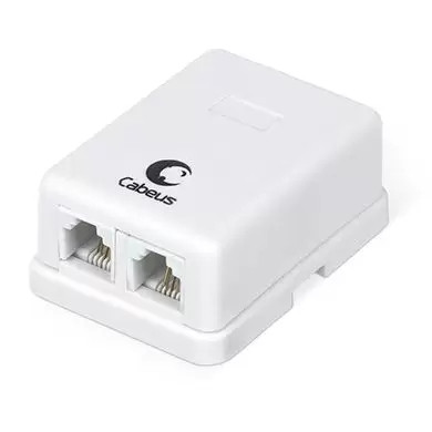 Розетка телефонная RJ-12(6P4C) Cabeus WS-6P4C-TEL-2, двойная, внешняя, белая
