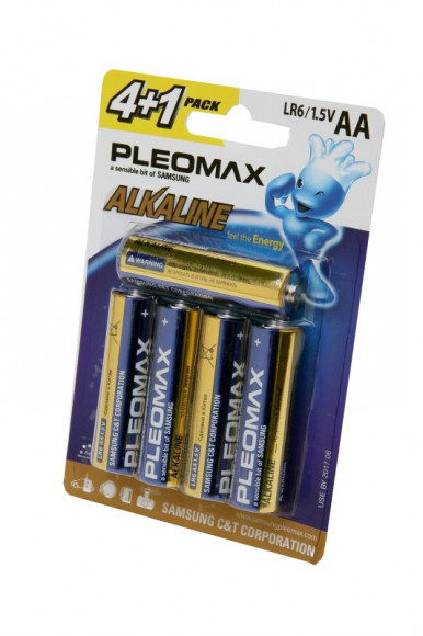 Батарейка (элемент питания) PleoMax LR6-4+1 BL5, 1 штука