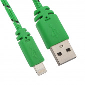 USB кабель "LP" для Apple iPhone, iPad 8-pin в оплетке (зеленый, черный, европакет)