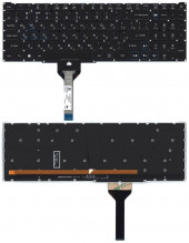 Клавиатура для ноутбука Acer Nitro 5 AN517-41, черная с подсветкой (узкий шлейф, синие буквы) Клавиатура для ноутбука Acer Nitro 5 AN517-41, черная с подсветкой (узкий шлейф, синие буквы)