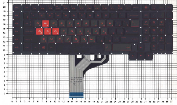 Клавиатура для ноутбука HP Omen 17-AN, черная с подсветкой