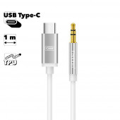 Аудио кабель (AUX) Earldom ET-AUX28 3.5мм USB-C Superior Sound Quality, 1 метр, белый Аудио кабель (AUX) Earldom ET-AUX28 3.5мм USB-C Superior Sound Quality, 1 метр, белый