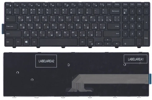 Клавиатура для ноутбука серий Dell Inspiron 15-3000, p/n NSK-LR0SW 0R, черная, с рамкой