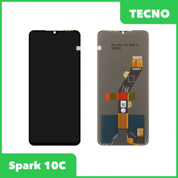 LCD дисплей для Tecno Spark 10C в сборе с тачскрином, 100% оригинал (черный)