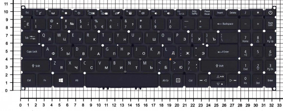 Клавиатура для ноутбука Acer Aspire A515-52, черная с подсветкой Клавиатура для ноутбука Acer Aspire A515-52, черная с подсветкой