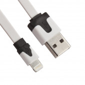 USB кабель "LP" для Apple iPhone, iPad 8-pin плоский узкий (белый, европакет)