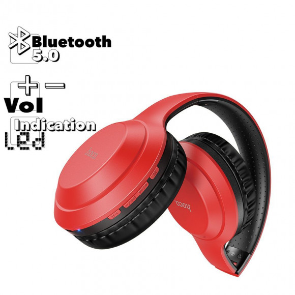 Bluetooth гарнитура Hoco W28 Jorney Wireless Headphones накладная стерео, красная