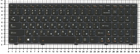 Клавиатура для ноутбука Lenovo IdeaPad Y580, черная с черной рамкой с подсветкой