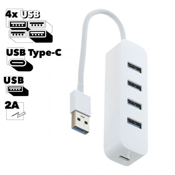 USB Разветвитель Xiaomi USB 3.0 (4A1C) (белый)