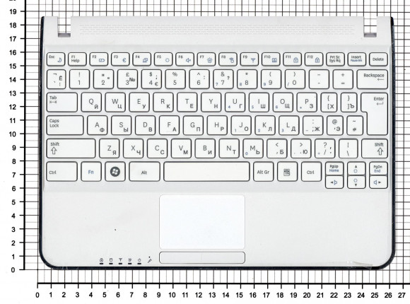 Клавиатура для ноутбука ноутбука Samsung N210, N220 топ-панель, белая Клавиатура для ноутбука ноутбука Samsung N210, N220 топ-панель, белая