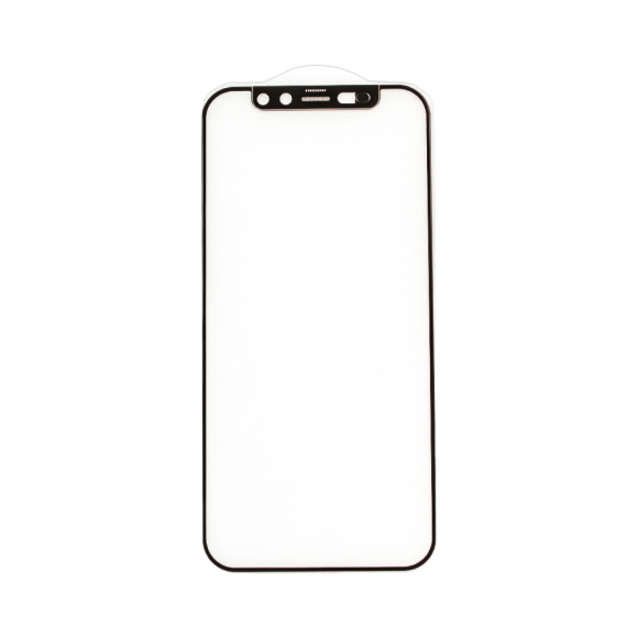 Защитное стекло Hidden Lock для Apple iPhone 12 Mini с блокировкой окна фронтальной камеры (черная рамка)