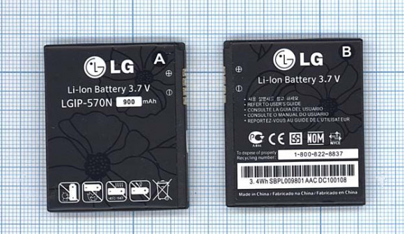 Аккумулятор (батарея) LGIP-570N для телефона LG GS500 Cookie Plus LG GD550 Pure Аккумулятор (батарея) LGIP-570N для телефона LG GS500 Cookie Plus LG GD550 Pure