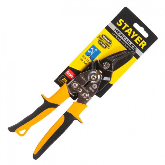 Усиленные ножницы по металлу левые двухрычажные Hercules Professional STAYER 250 мм 2322_z01