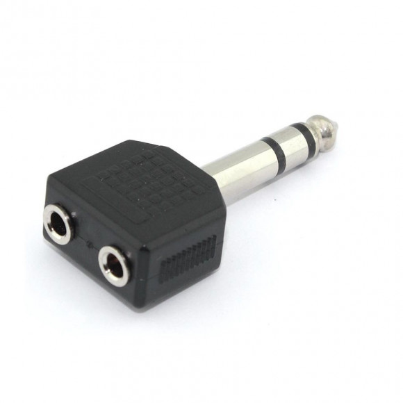 Разетвитель Jack 6,3 мм папа - 2 miniJack 3.5 мм мама